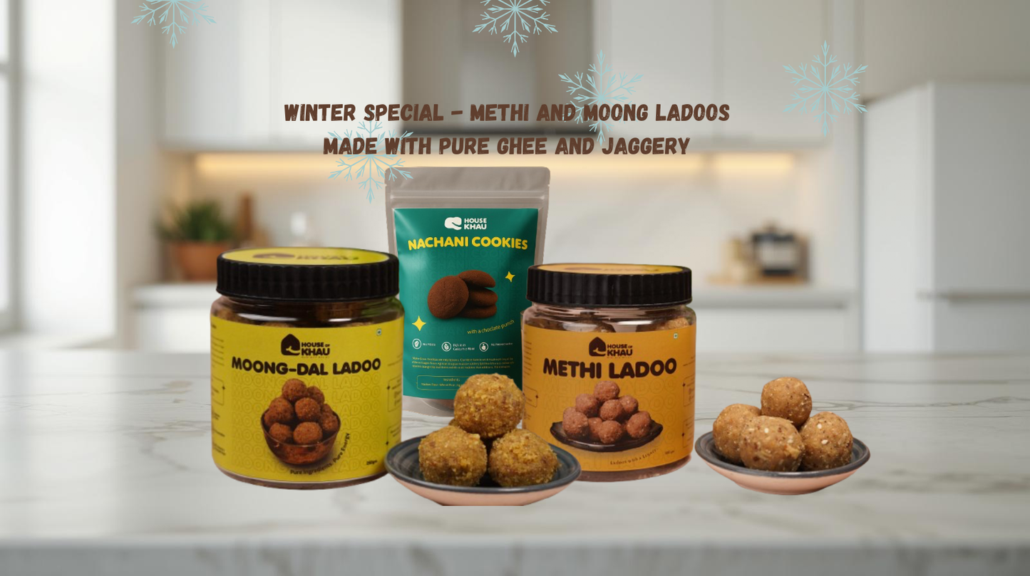Power Nutrition Combo – Methi Ladoo + Moong Dal Ladoo + Nachni Cookies