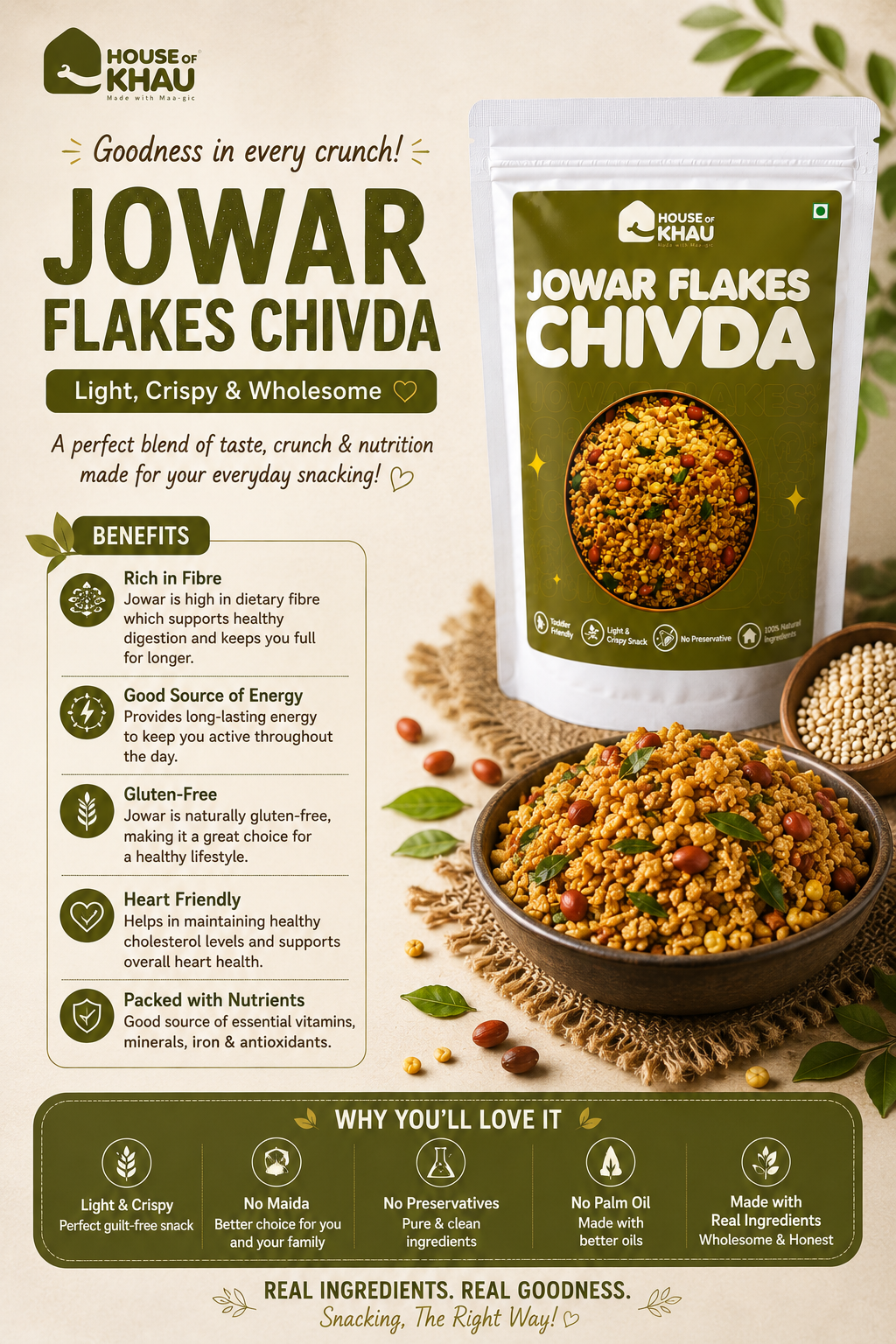 House of Khau Jowar Flakes Chivda – Light, Crispy & Wholesome Snack